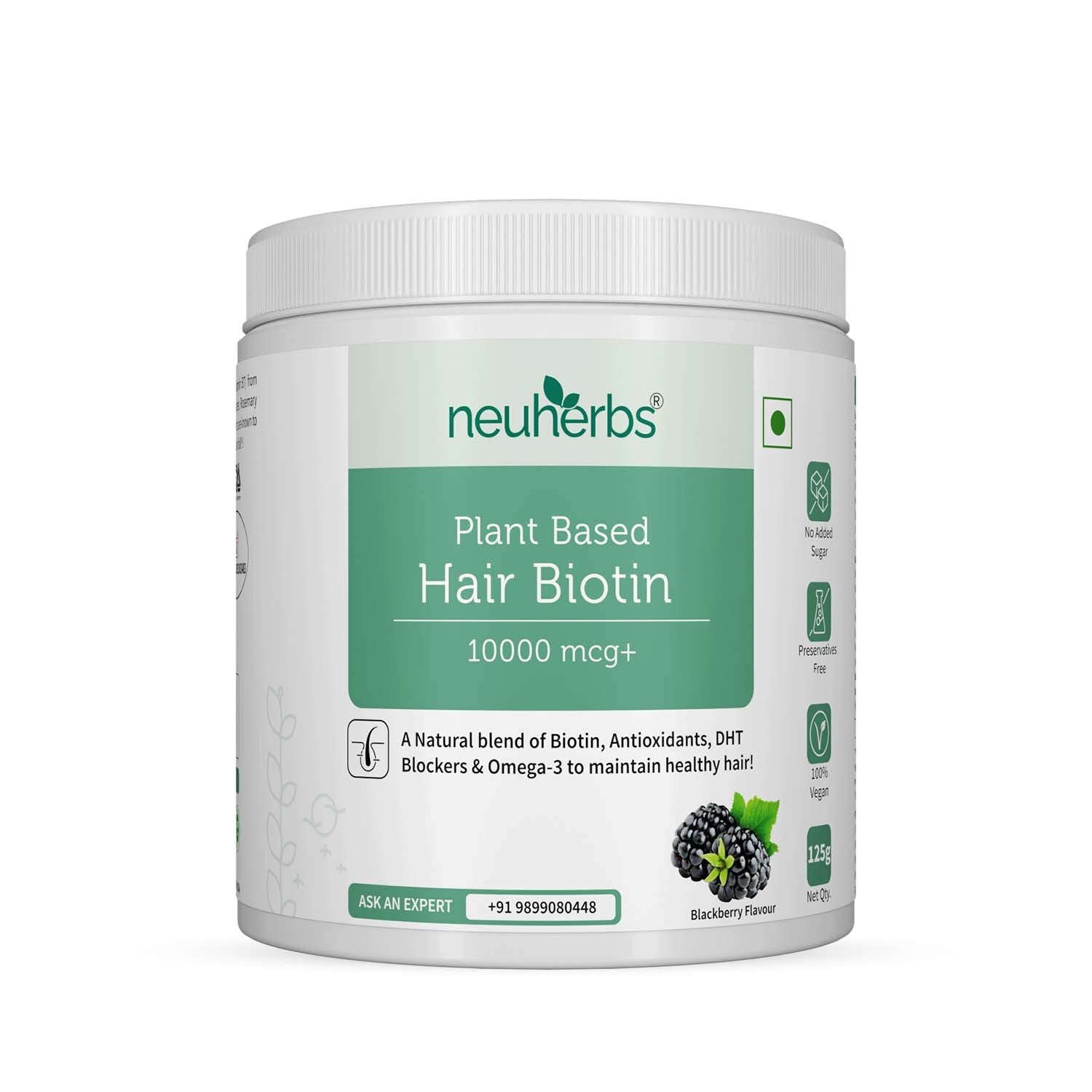 Plant-Based Biotin Powder 10000 mcg+ for Hair Growth image 1