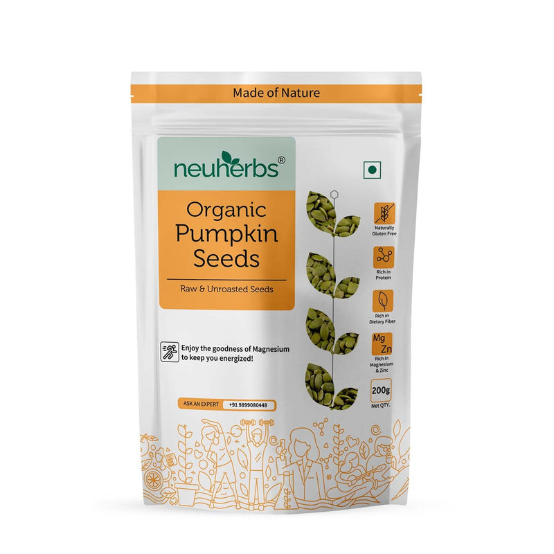 Raw, Unroasted Pumpkin Seeds with protein, fiber, minerals for promote heart health, manage hair, & improving mood